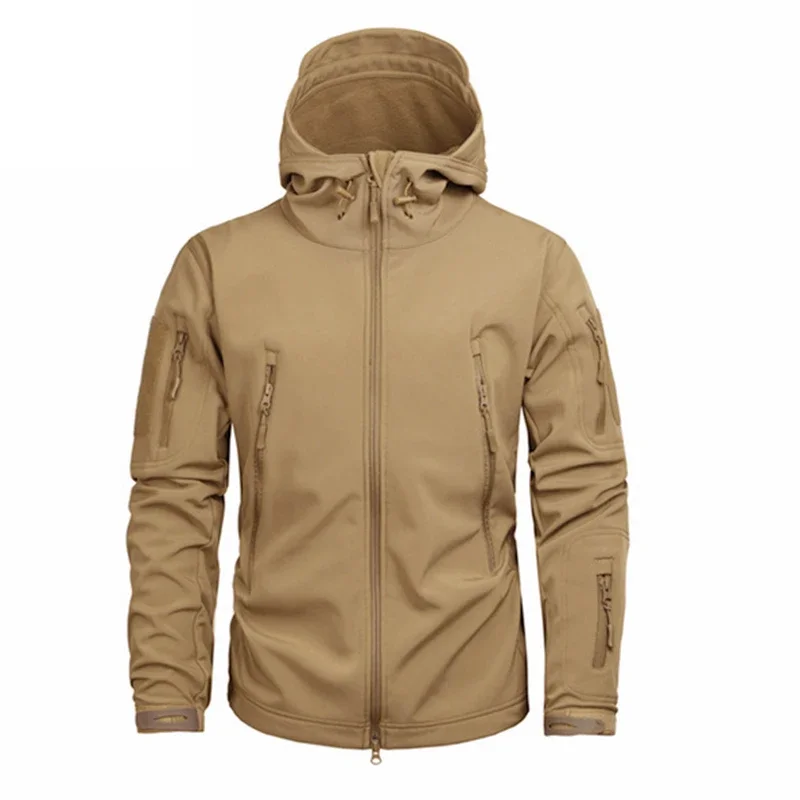 Chaqueta táctica militar con capucha de concha suave: abrigo militar impermeable y resistente al viento con forro polar y colores camuflaje