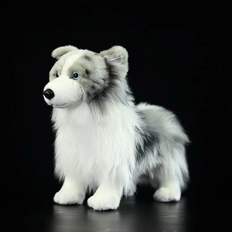 Merle Border Collie Plush Toy Cute Meteorite Dog Plushie Lifelike Stuffed Animals Soft Simulation Doll For Kids Birthday Gift