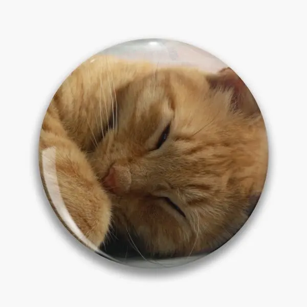 Ginger Cat Sleeping  Soft Button Pin Jewelry Clothes Gift Creative Cartoon Funny Brooch Lover Cute Women Fashion Hat Metal