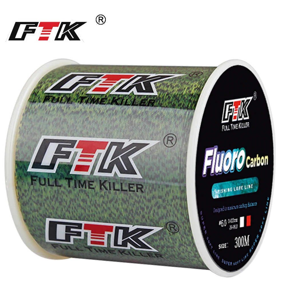 FTK 300m Fishing Line Invisible Carbon Fiber Speckle Fluorocarbon Fishing Line 4.13LB-34.32LB/0.14mm-0.5mm Ocean Boat Fishing