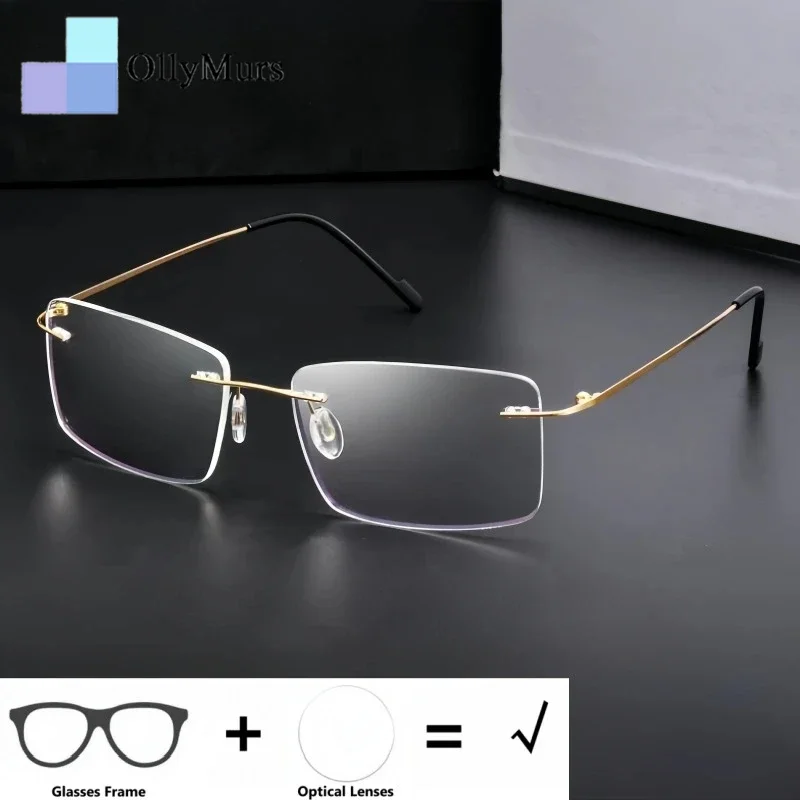 

Очки OLLYMURS без оправы с оптической коррекцией для мужчин и женщин, блокирующие синий свет, защита от близорукости, прогрессивные очки с коррекцией зрения