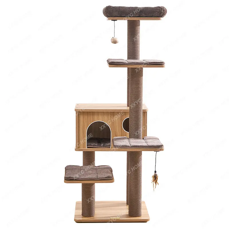 Wooden Cat Climbing Frame Cat Tree Integrated Cat Jumping Platform Cat Rack Safety Sisal Vertical Cat Rack