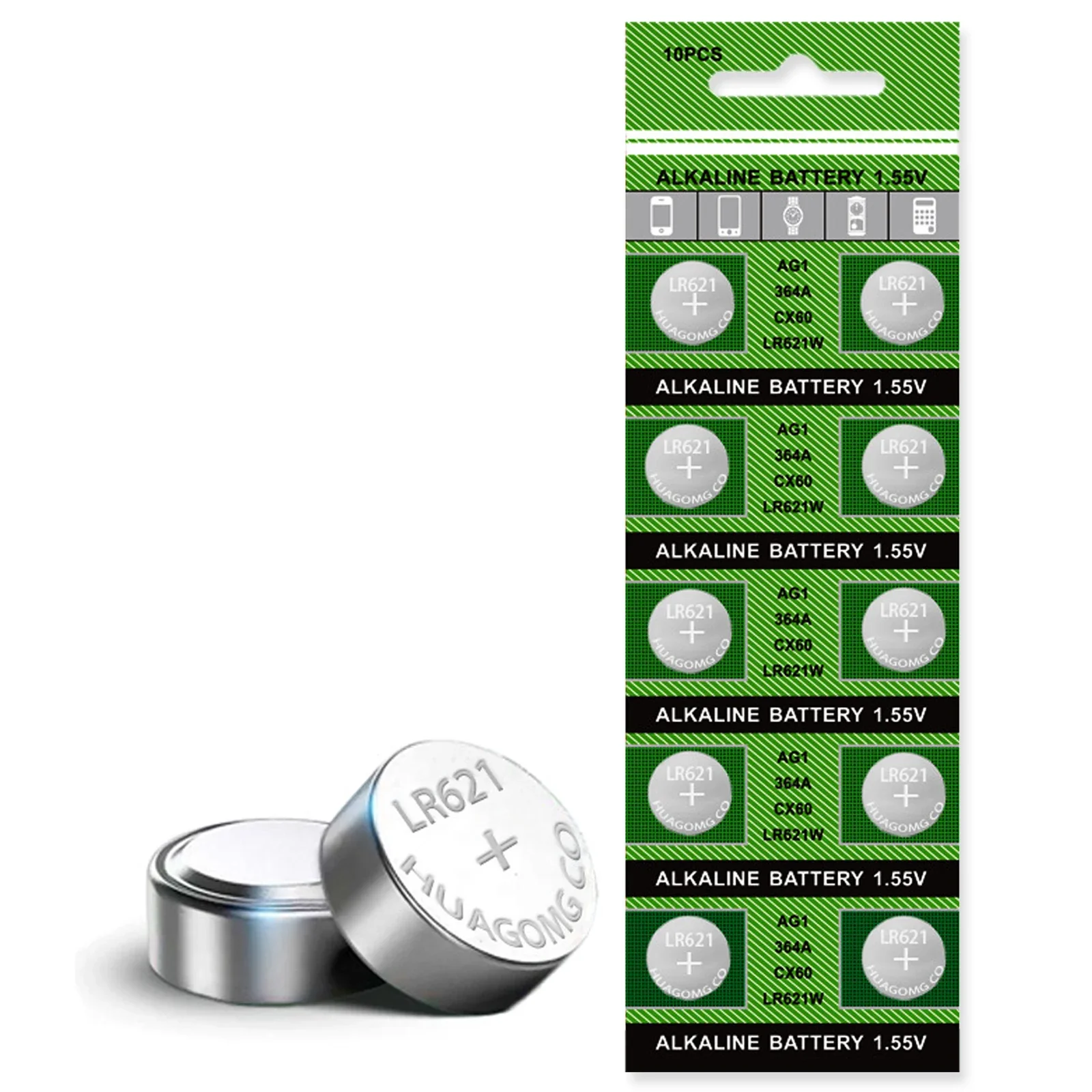Alkaline Button Cell Battery AG1 LR621 1.55V 10-100Pcs 364 164 SR621 LR60 LR620 For Watch Toy Mini Flashlight
