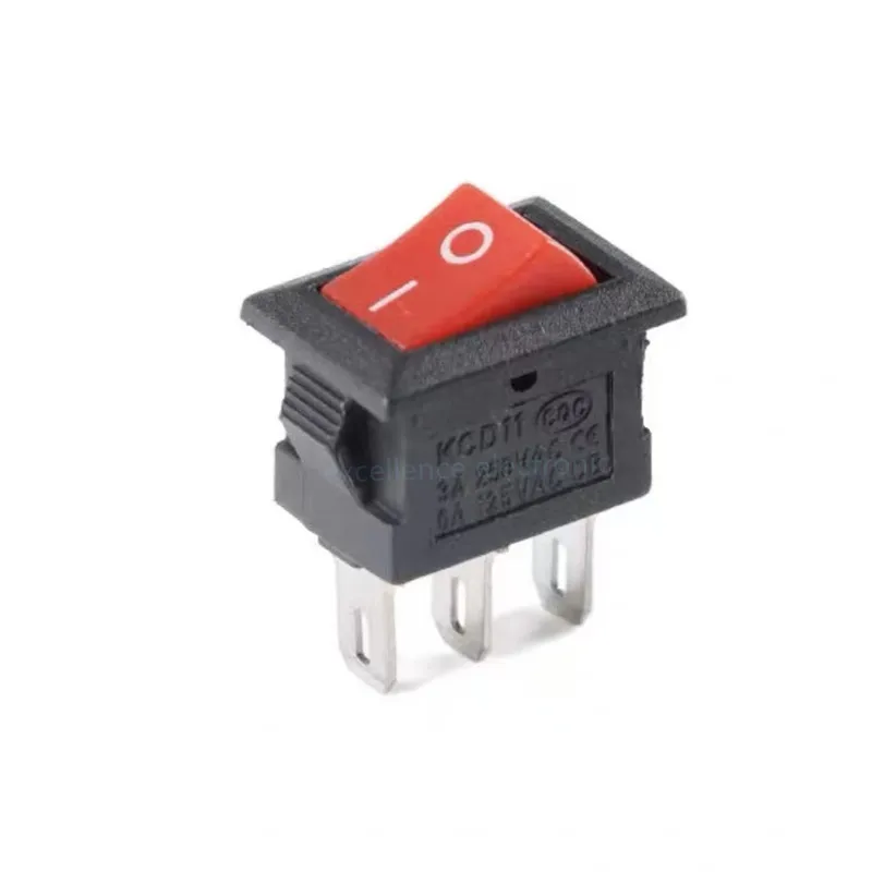 10 Pcs/lot KCD11 2Pin/3Pin 10x15mm Mini Rocker Switch SPST 3A 250V AC Snap-in On/Off Boat Push Button Switch Black Red White