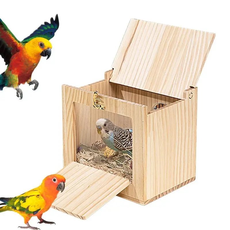 

Bird Nesting Box Bird Box Bird Nests Cockatiel Nesting Box Acrylic Transparent Wooden Bird Breeding Box For Budgie bird Supplies