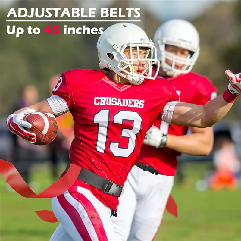 

B48B-Flag Football Belts, 14 Player Adjustable Flag Football Set For Sports Training Competition (Red & Blue)