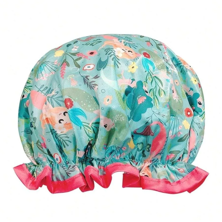 

Reusable Women's Waterproof Shower Caps For Long Hair, Mermaids
