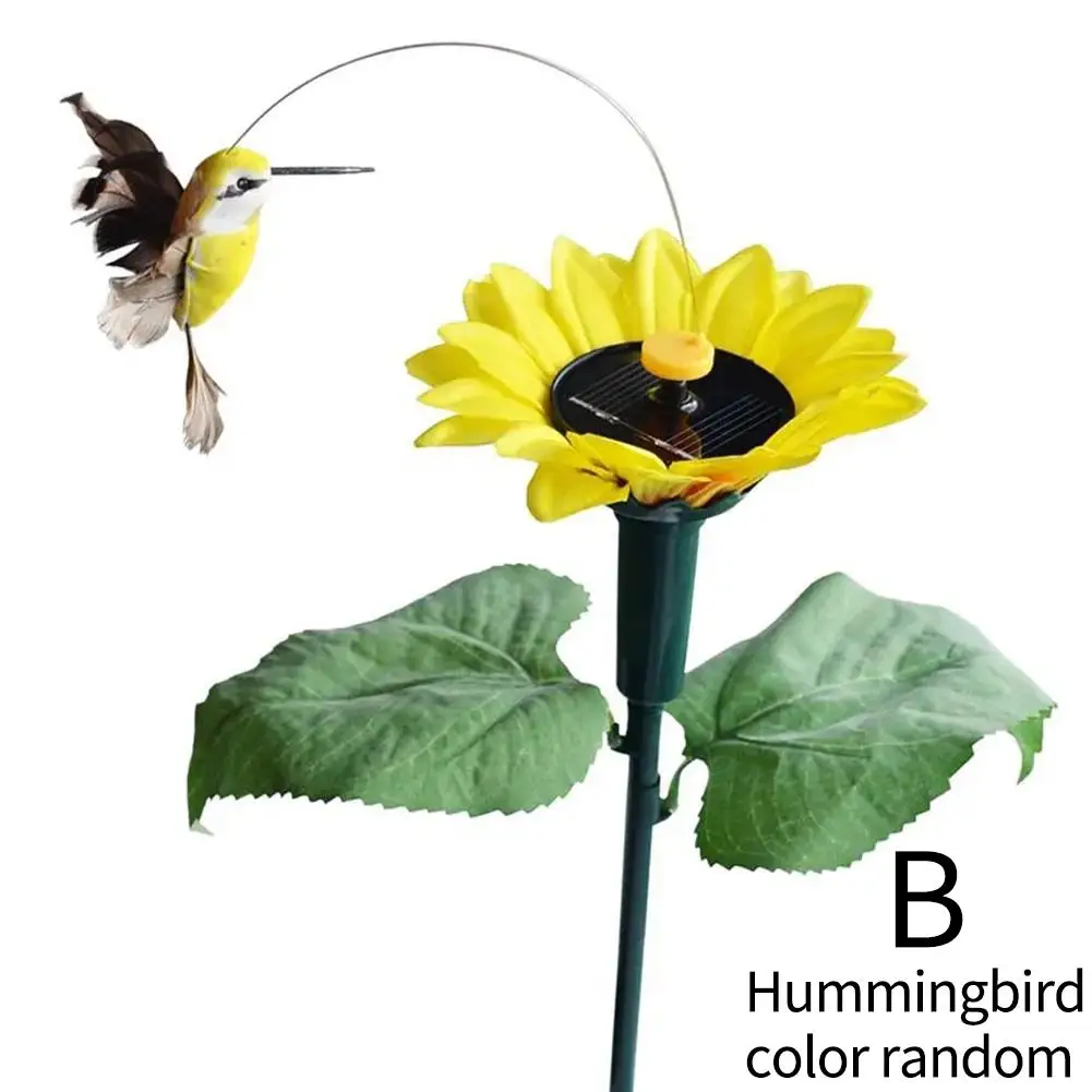 Solar Sunflower Flower Butterfly Hummingbird Lawn Decoration Flying Butterfly Feather Solar Bird E4I4