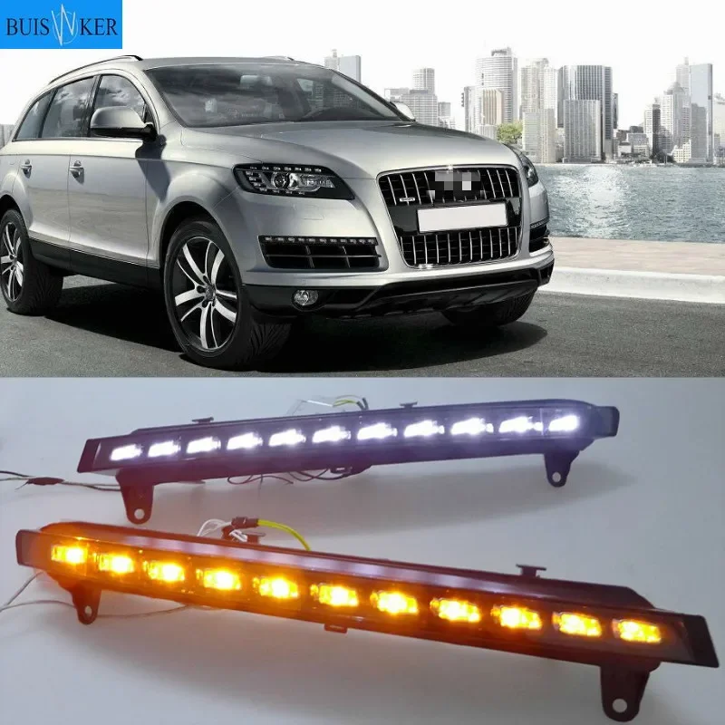 

2pcs For Audi Q7 2006 2007 2008 2009 Yellow Turn Signal Function Car DRL Waterproof 12V LED Daytime Running Light Fog Lamp Bulb