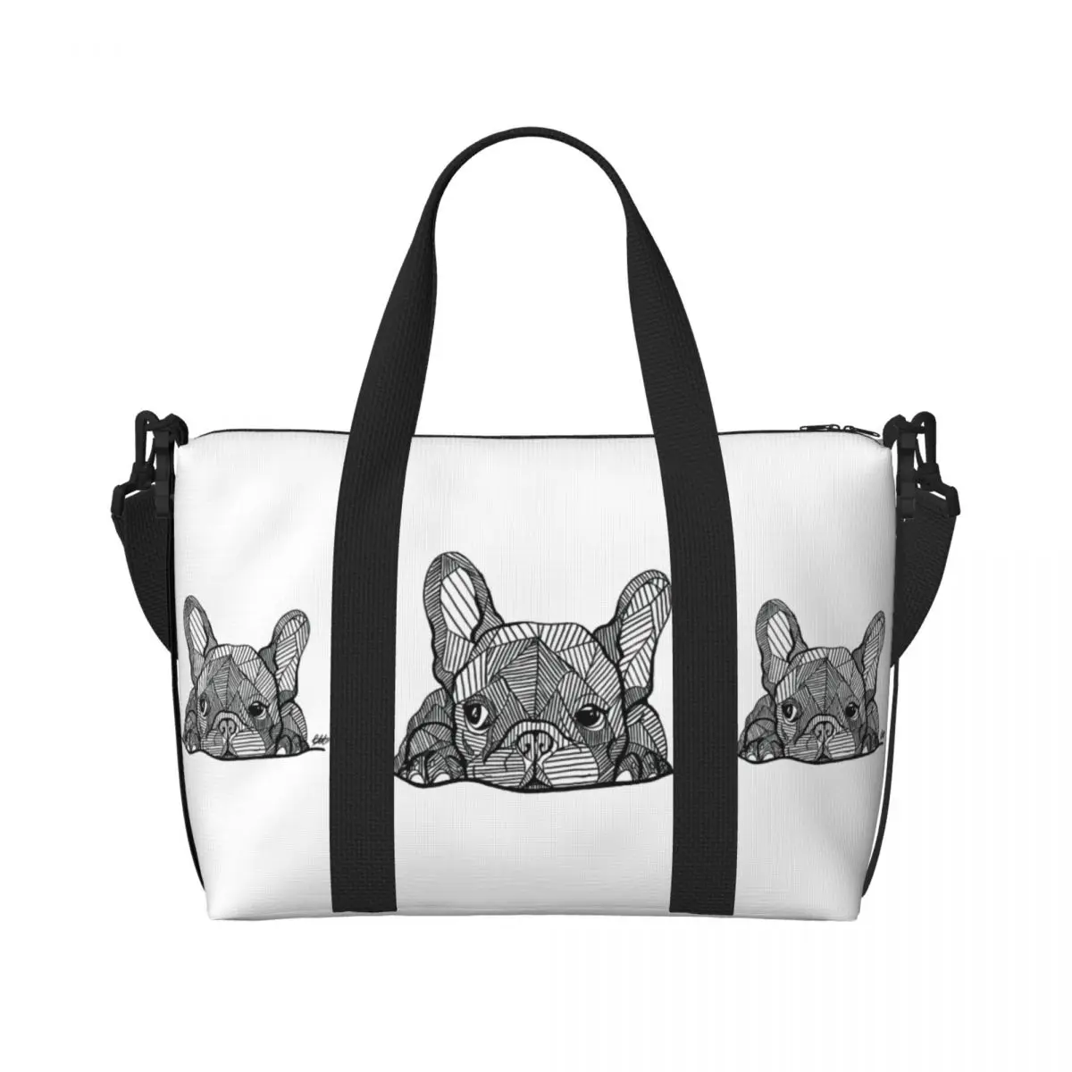 Custom French Bulldog Groceries Shopping Tote Bags Women Big Capacity Frenchie Dog Lover Gym Beach Travel Bags