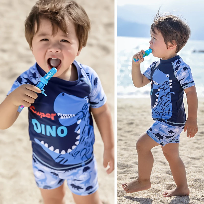 

Children's Swimsuit Boy's Dinosaur Cartoon Boy's Swimsuit Small And Medium-Sized Baby Split Quick Drying UV Resistant Swimsuit S