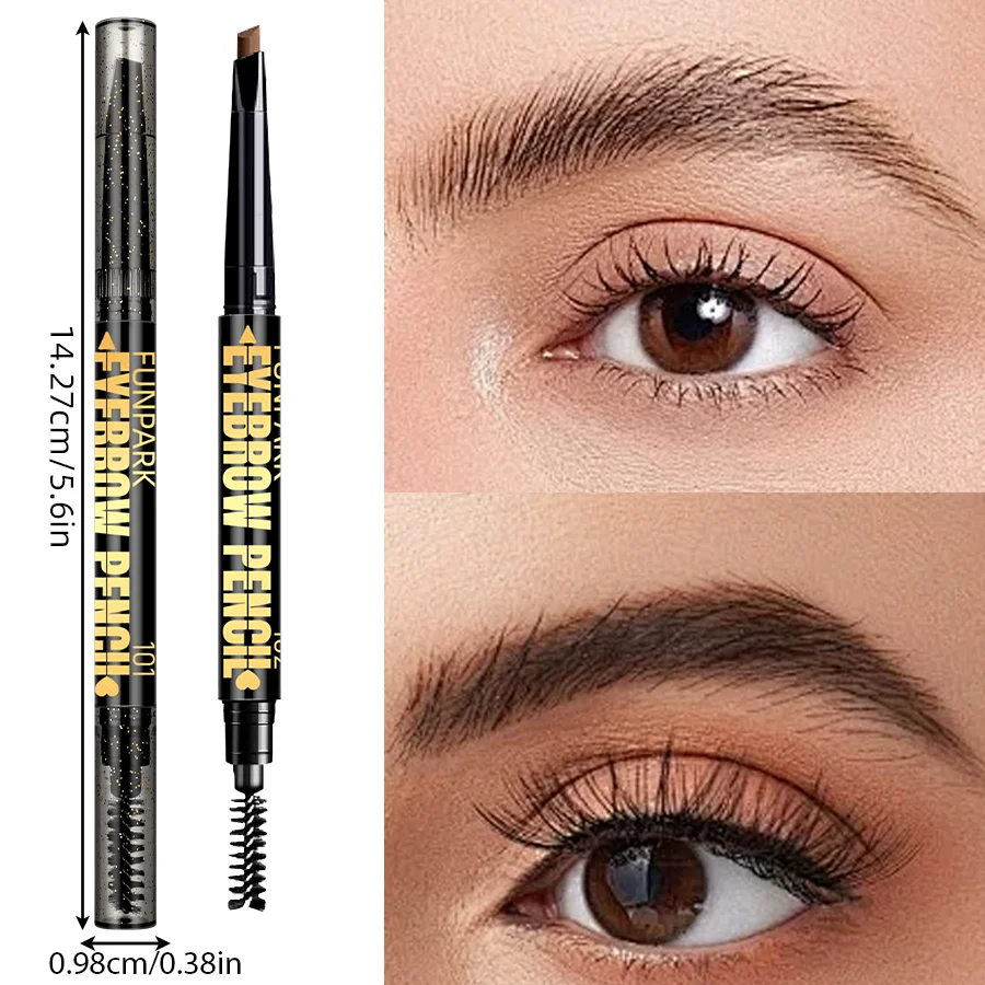 5 色薄頭両頭アイブロウペンシル防水ブラックブラウン自動回転ブラシ付きアイ韓国メイクアップギフト化粧品