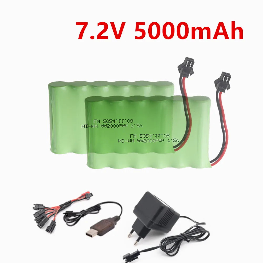 7.2V 5000mAh Ni-MH AA Rechargable Battery SM Plug and charger set For RC Truck ca boat toys model 7.2 v 3000 mah battery