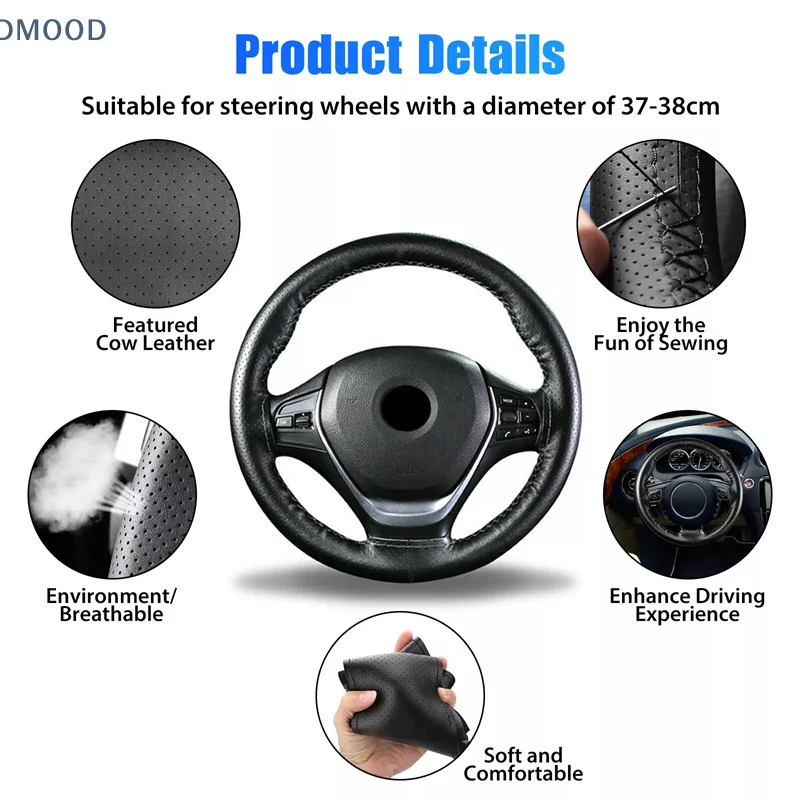 

Чехол на руль [CR]DIY из мягкой углеродной кожи и волокна с оплеткой для руля автомобиля, с иглой и нитью