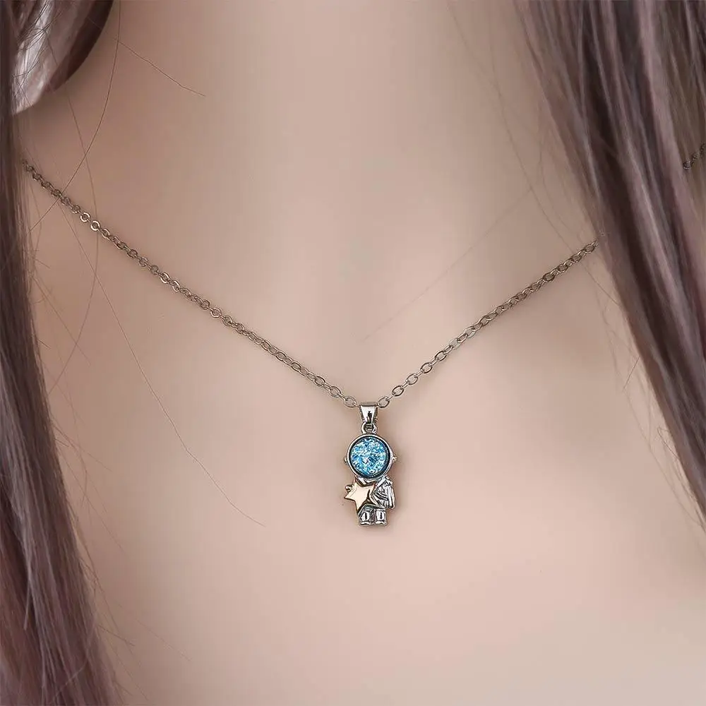 Collar de Pareja con Colgante de Estrella y Luna para el Día de San Valentín, Joyería de Moda Estilo Coreano, Gargantilla de Astronauta