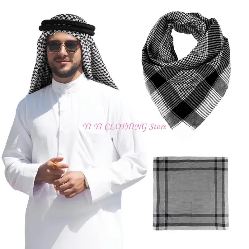 N5KF Easy Care Polyester Head Scarf Wrinkle Resistant Lightweight Headscarf Comfortable Traditional Middle Eastern Design