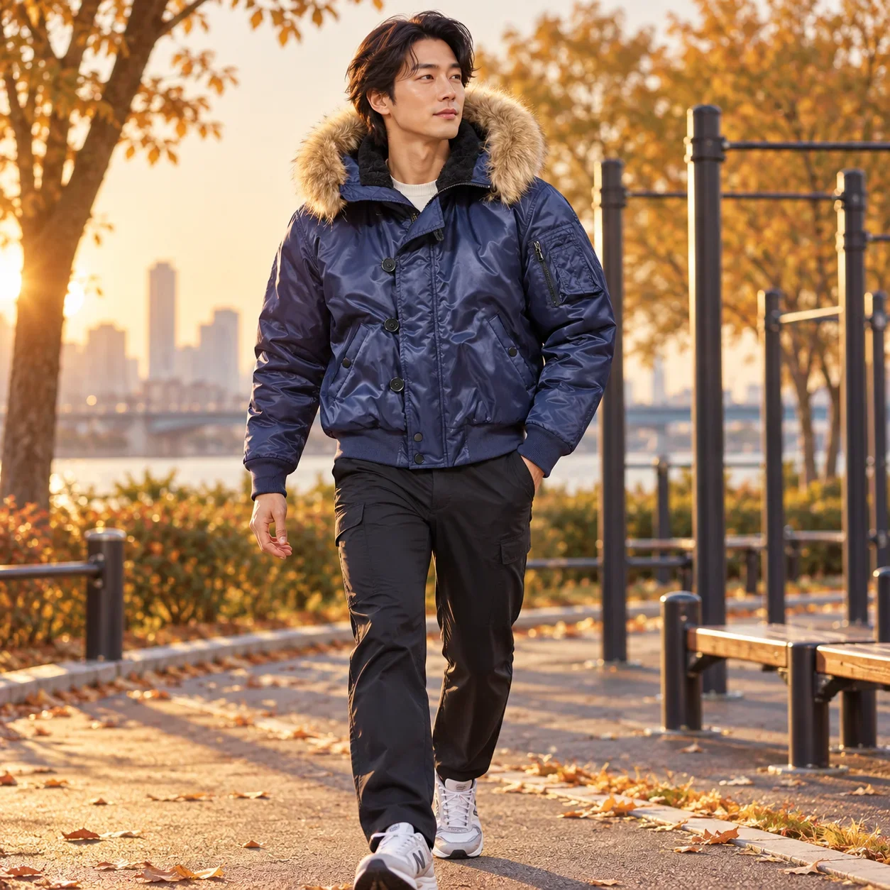 Men's Winter Bomber Parka Jacket, Faux Fur Hood Fleece Lined Thick Warm Windproof Retro Military Style Short Coat for Men