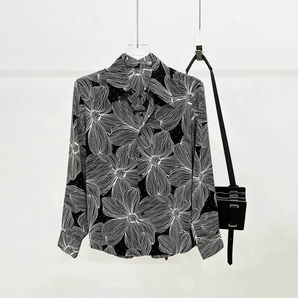 

Autumn New Male Pattern Long-Sleeved Shirt American Retro Fashion Trend High Street Loose Casual Breathable Niche Men's Top 2025