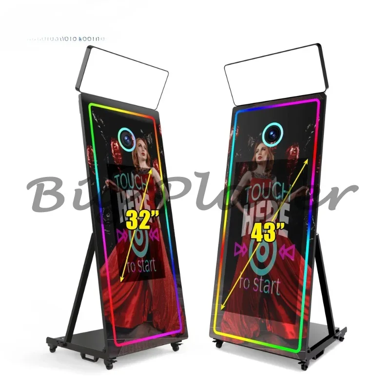 Photobooth Machine Interactive Party Selfie Photo Mirror Booth mit Kamera-Drucker-Software
