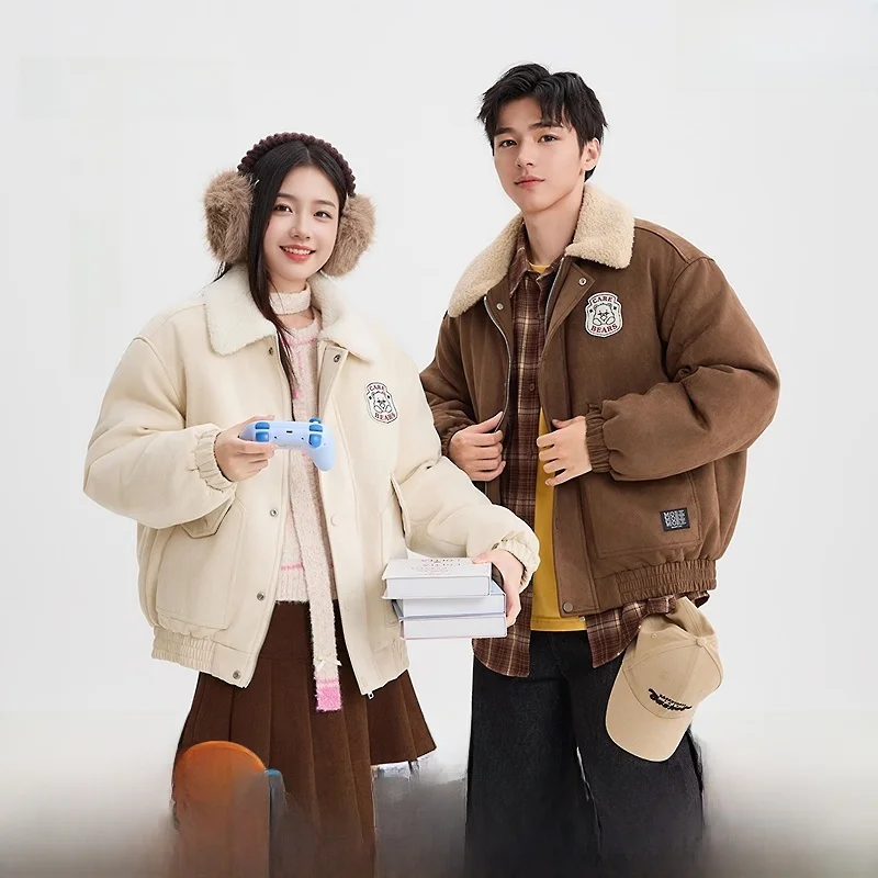 

Свободная замшевая рабочая одежда Thiened, хлопковая куртка с меховым воротником для мужчин, зимнее новое поступление, теплая верхняя одежда от Sanfu 579