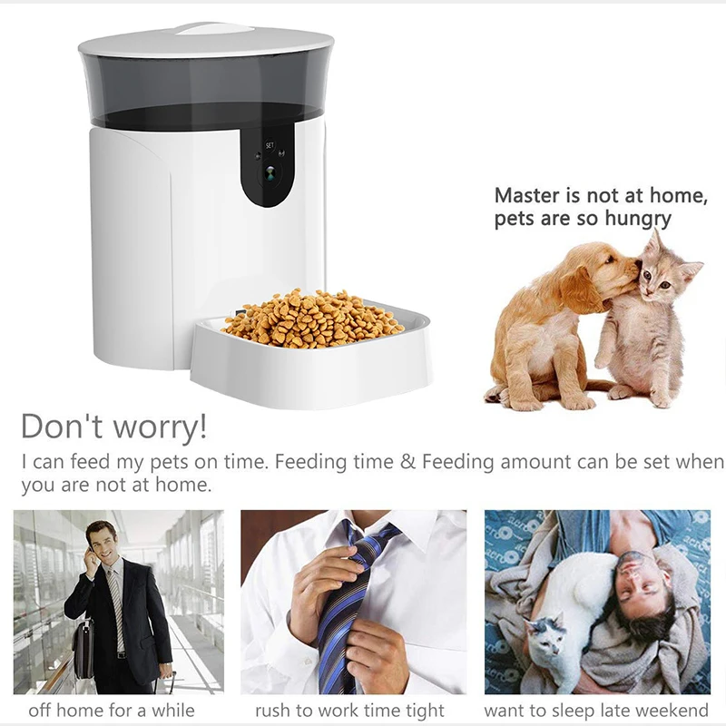 STLF 6L الذكية واي فاي السيارات القط المغذية الغذاء الرطب التلقائي تغذية الحيوانات الأليفة مع