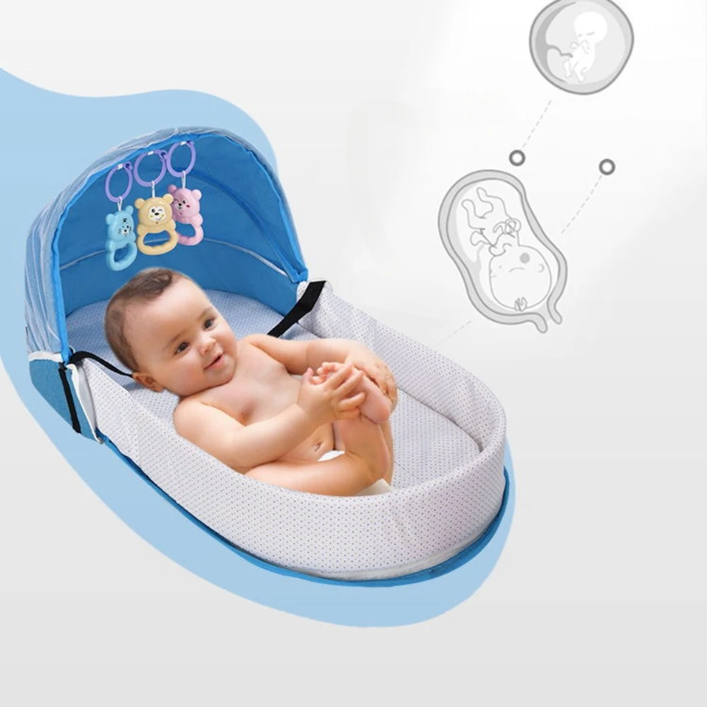 Home Mommy Convenient Folding Pressure Proof Crib Middle Bed Newborn Baby Isolation Bionic Travel Outside Sleep Outside