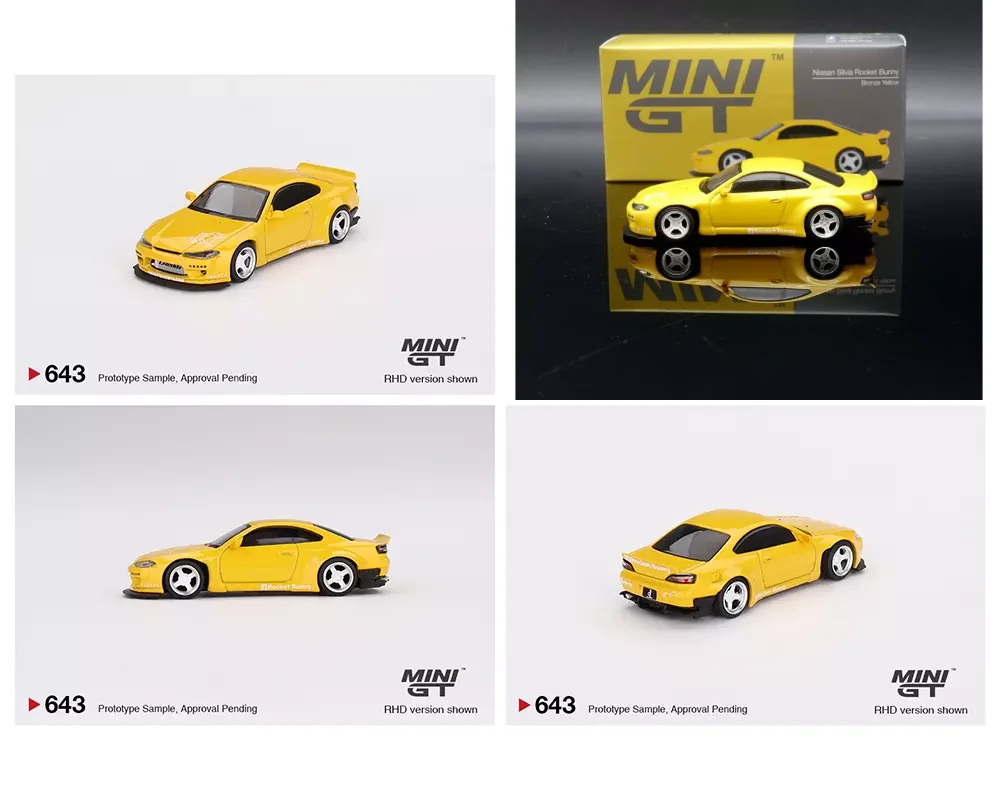 Mini GT 1:64 Silvia (S15) Rocket Bunny Brons Geel # Gegoten modelauto 643