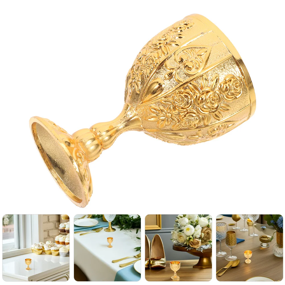 

2Pcs Vintage Rose Embossed Wine Goblets Drinking Chalice Cups Wedding Party Decoration Kings Cup Small Chalice Cup