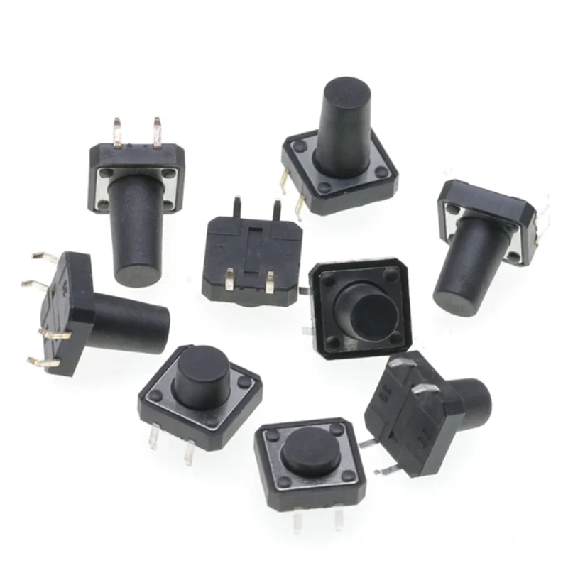 20Pcs Panel PCB On Off Momentary Tactile Tact Micro Mini Switch Push Button DC 12V 4 Pin DIP 12x12 H=5/6/7/8/9/10/12/13/15/16mm