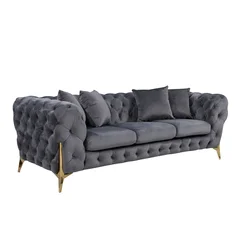 for NOVA Blue Royal Classical 3-Seater Sofa Set Luxury Living Room Furniture Italian Fancy Large Velvet Fabric Couches Sofa