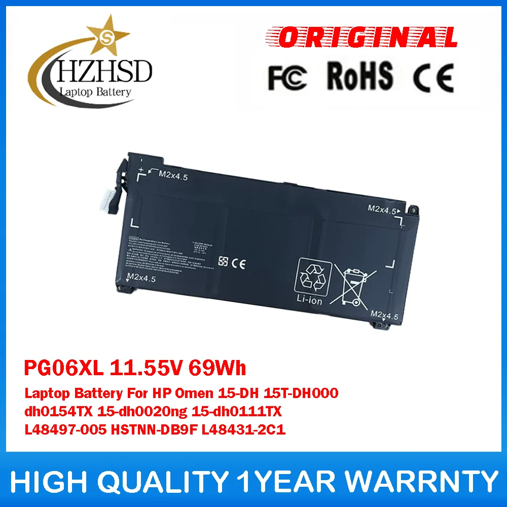

PG06XL 11.55V 69Wh Laptop Battery For HP Omen 15-DH 15T-DH000 dh0154TX 15-dh0020ng 15-dh0111TX L48497-005 HSTNN-DB9F L48431-2C1