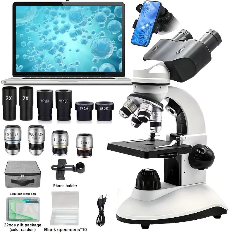 Binocular Microscope for Student Lab, HD Optics with LED Illumination, Ideal for Junior High School Science Education & Home Bio
