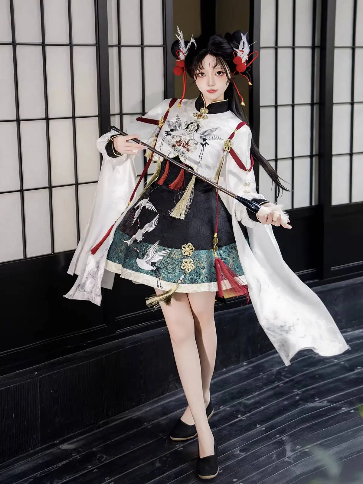 Chinese Hanfu Style Crane Immortal Chinese Style Lolita Hanfu Element New Chinese Style Jacket Dress Set For Women - view 3