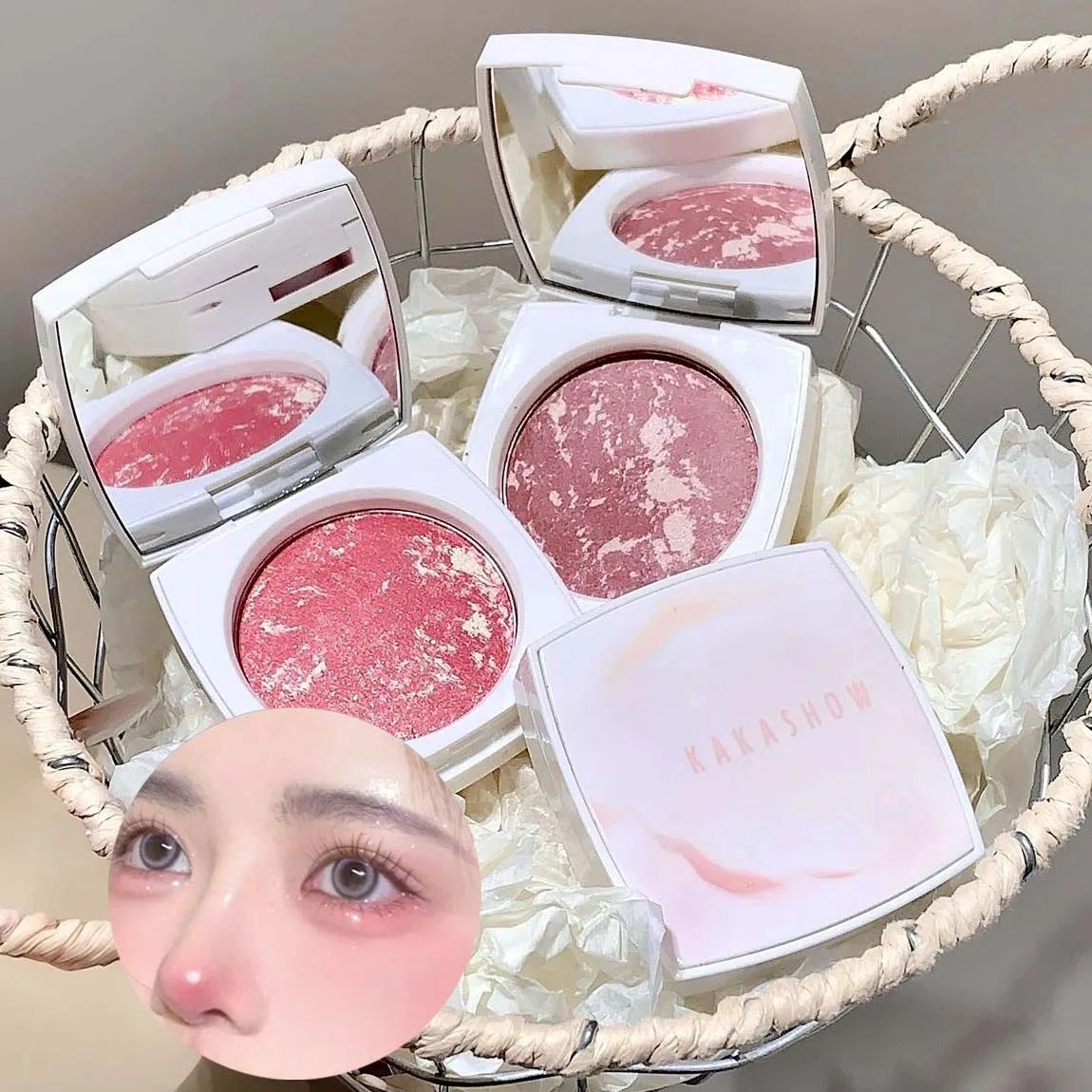 Zijdeachtig Blush-palet Fijne glans Parelmoer Blusher Make-up Rouge Gemakkelijk aan te brengen met hoge kleurenschaff