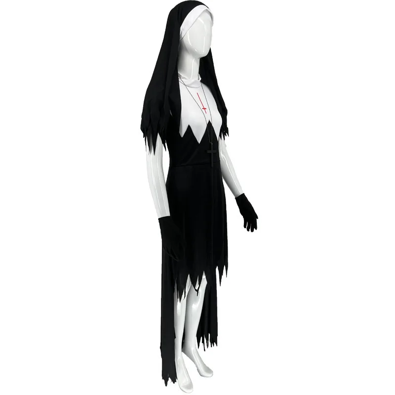 زي راهبة زومبي للهالوين للبالغين، زي مصاص دماء وشيطان، رداء كاهنة للنساء، زي صيني تقليدي للعروض المسرحية