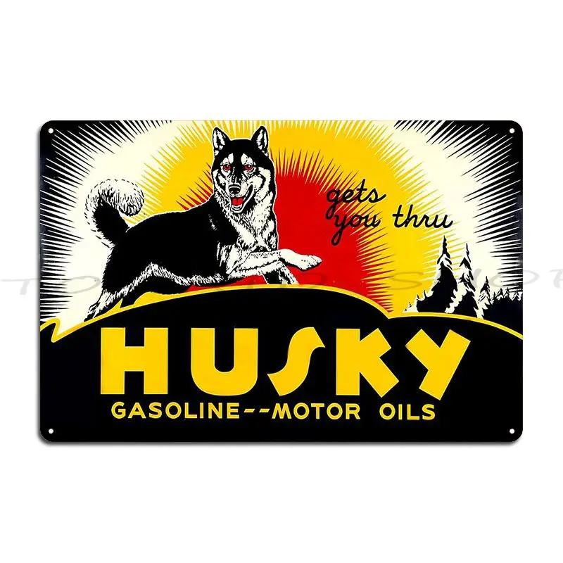 Vintage Husky Dog Motor Oils Metal Plaque Garage Pub Plates Vintage Plaques Create Tin Sign Poster