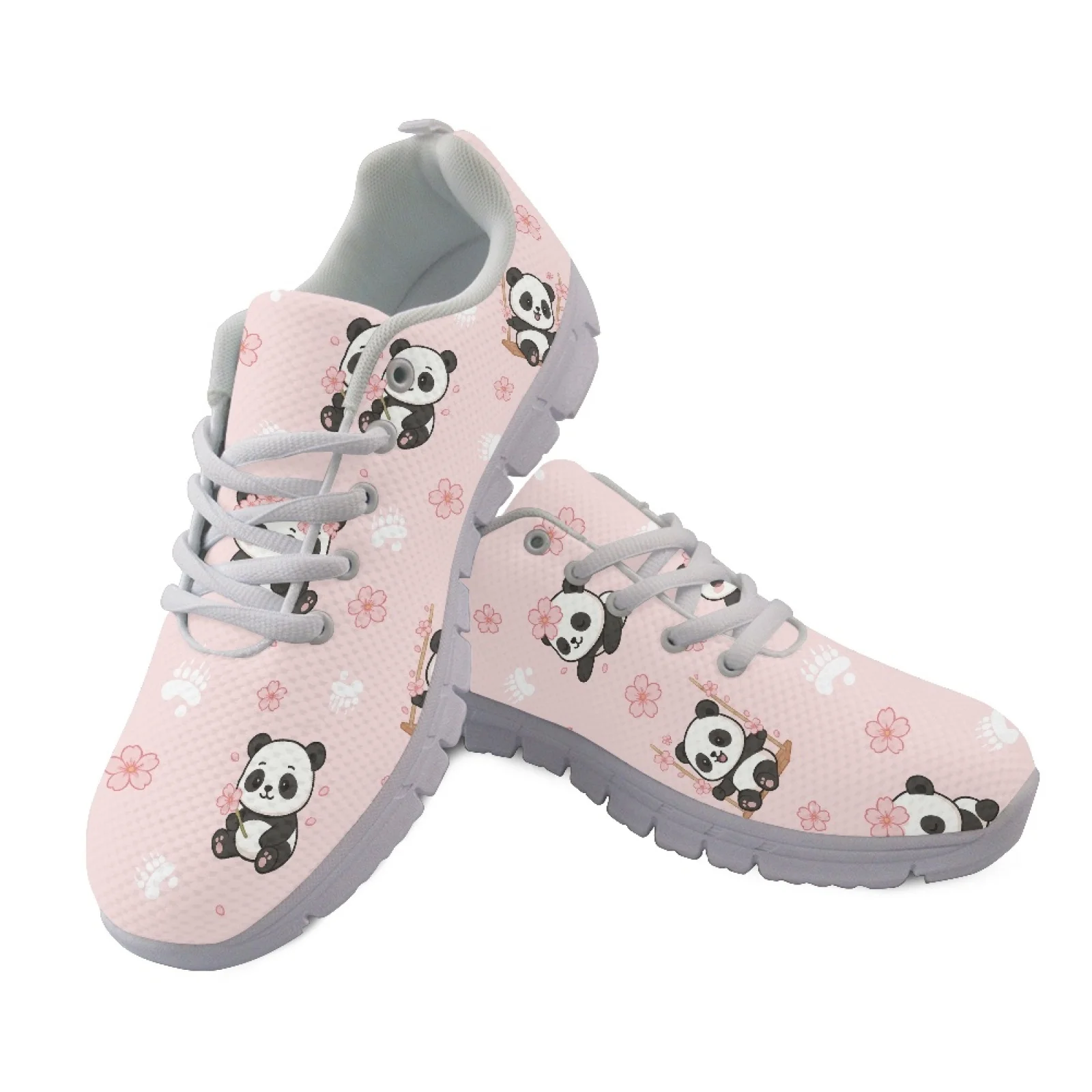 Coloranimal Comfortable Casual Sport Shoes for Women Women Running Shoes for Training Panda Sakura Print
