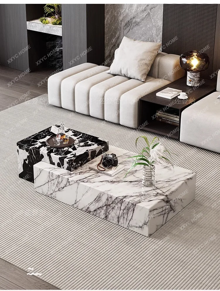 

DV Marble Coffee Table Extendable Minimalist Modern Simple Living Room Rectangular Small Apartment Low Table