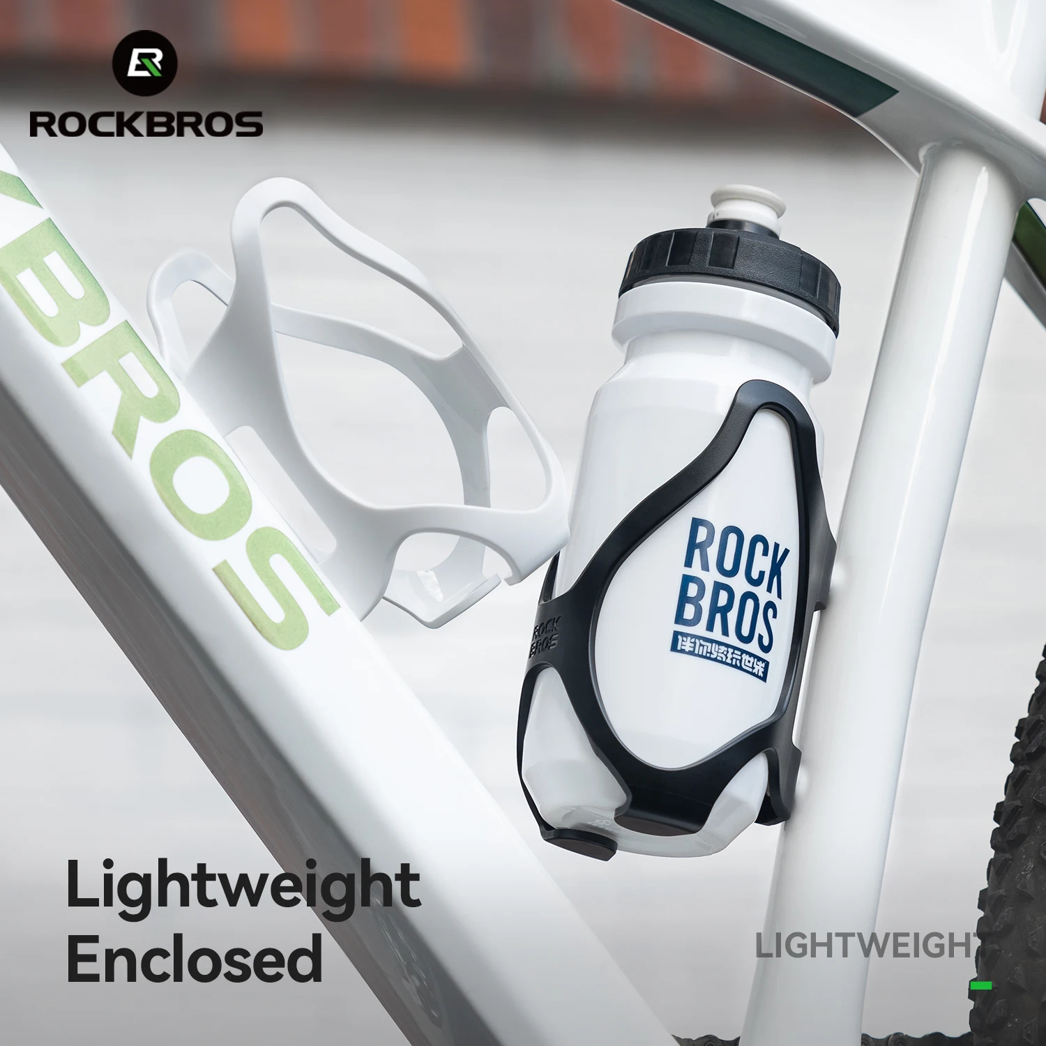 ROCKBROS-botella de agua para ciclismo, 600ML, con soporte para botella de agua para bicicleta de montaña, portátil y ligero para viajes al aire libre