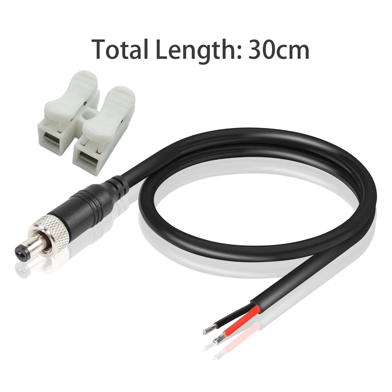 1pc Anti-Dropout DC Power Pigtail Cable 5.5mm x 2.1mm 2.5mm Male Nut Open Bare Wire Outdoor Security Camera CCTV DVR LED Strip