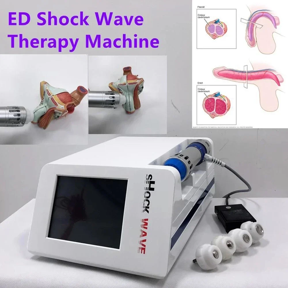 Máquina de terapia por ondas de choque, cuidados de saúde, tratamento ed por ondas de choque e alívio de dor muscular, fisioterapia, massageador extracorpóreo