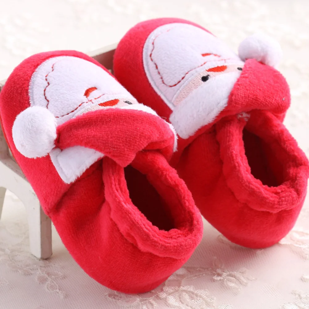 

1Pair Soft Flexible Baby Shoes Warm Comfortable Cotton Christmas Style Floor Shoes for Walking Practice Winter Gift