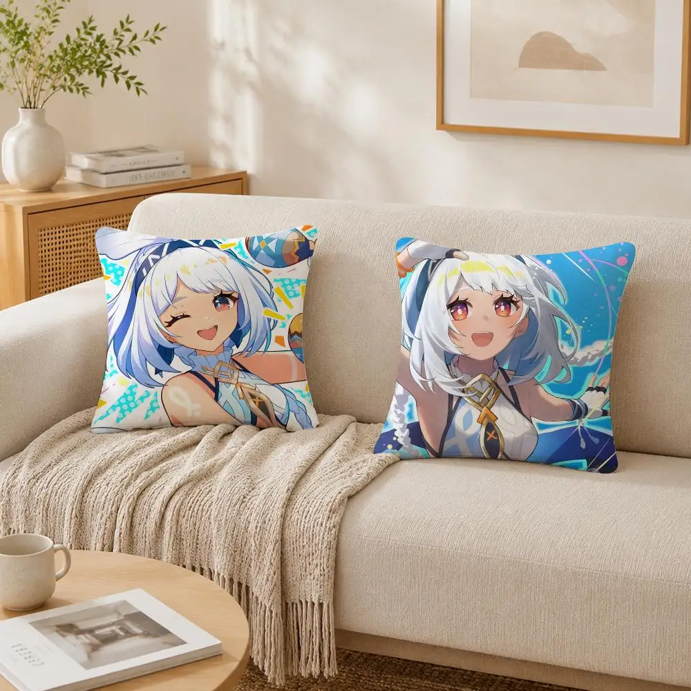 Video Game MUALANI G-Genshin Impact Cushion Cover Plush Decorative Pillow Case With Hidden Zipper Cutecore Room Decor For Home