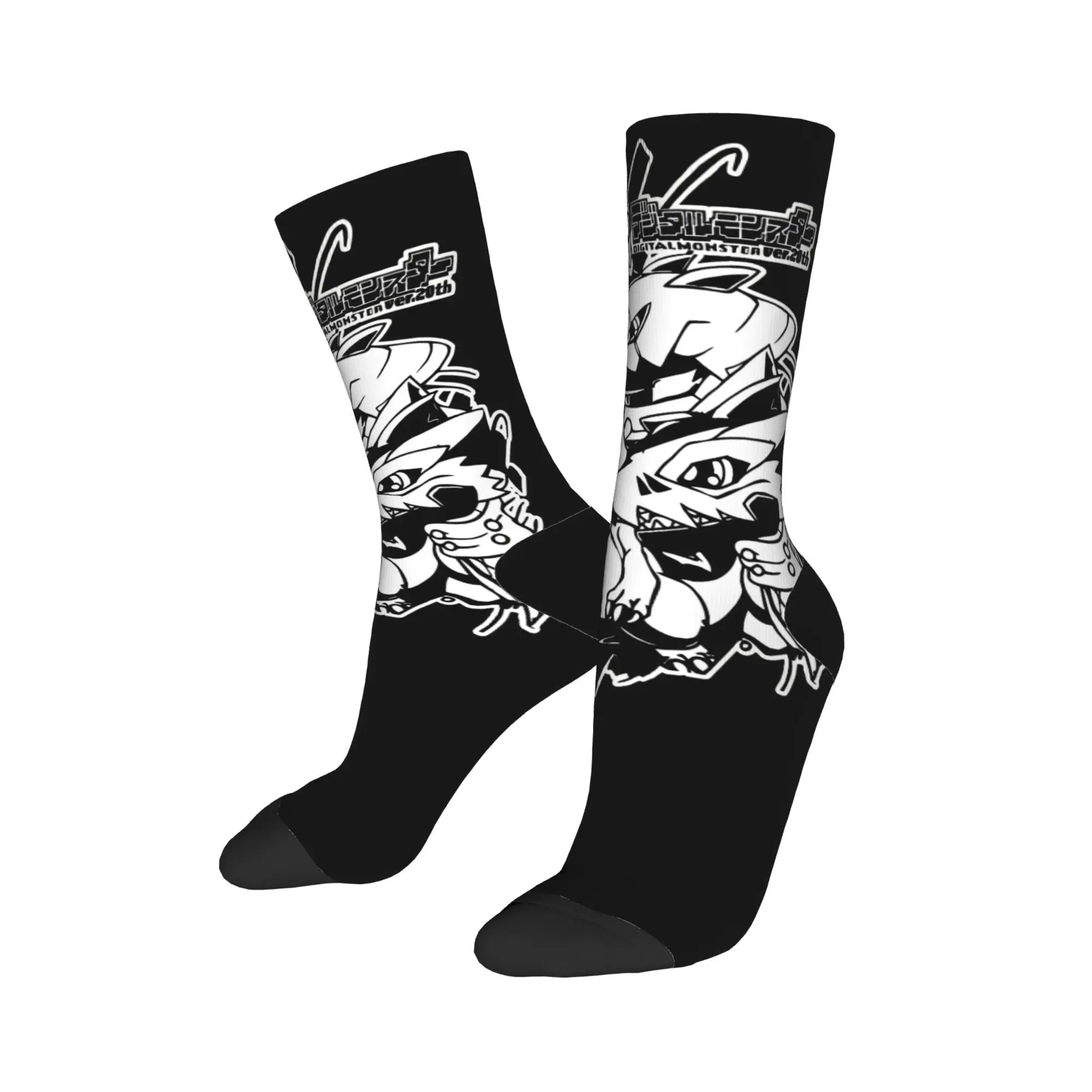 Fashion Male Men Socks Casual Digimon  20th Anniversary Sock Anime High Quality Women Socks Spring Summer Autumn Winter