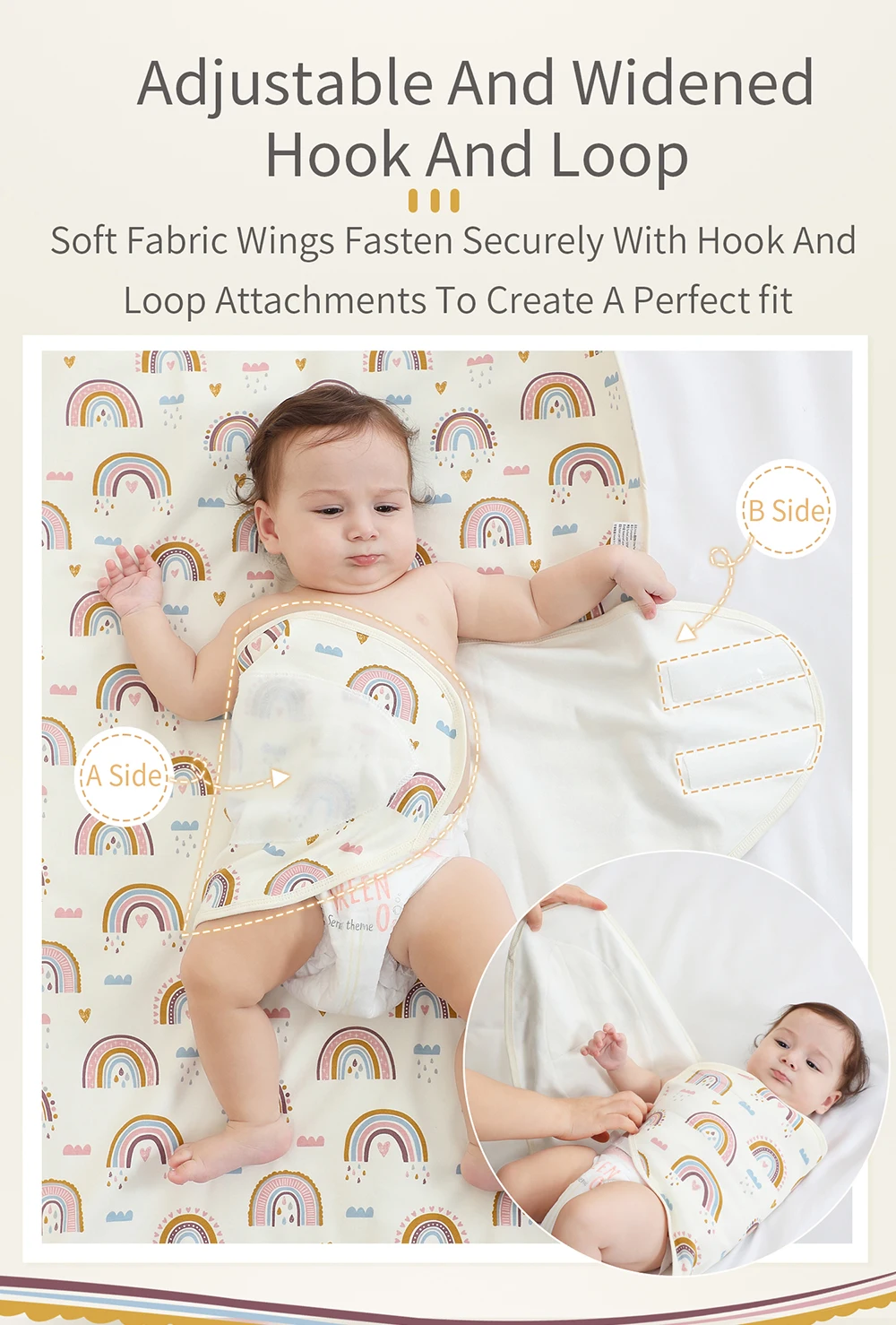 Bilayer Baby Wrap Decke Neugeborenen Baby Swaddle Krawatte Anti Startle Jump Decke Sommer Dünne Baumwolle Weiche Windel Ändern Decke – Detail 5