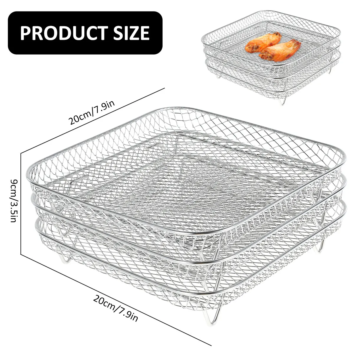 RACK DISIDRATANTE SCAFFALE in acciaio inox tristrato rettangolare impilabile 1 pezzo EUR 28,76