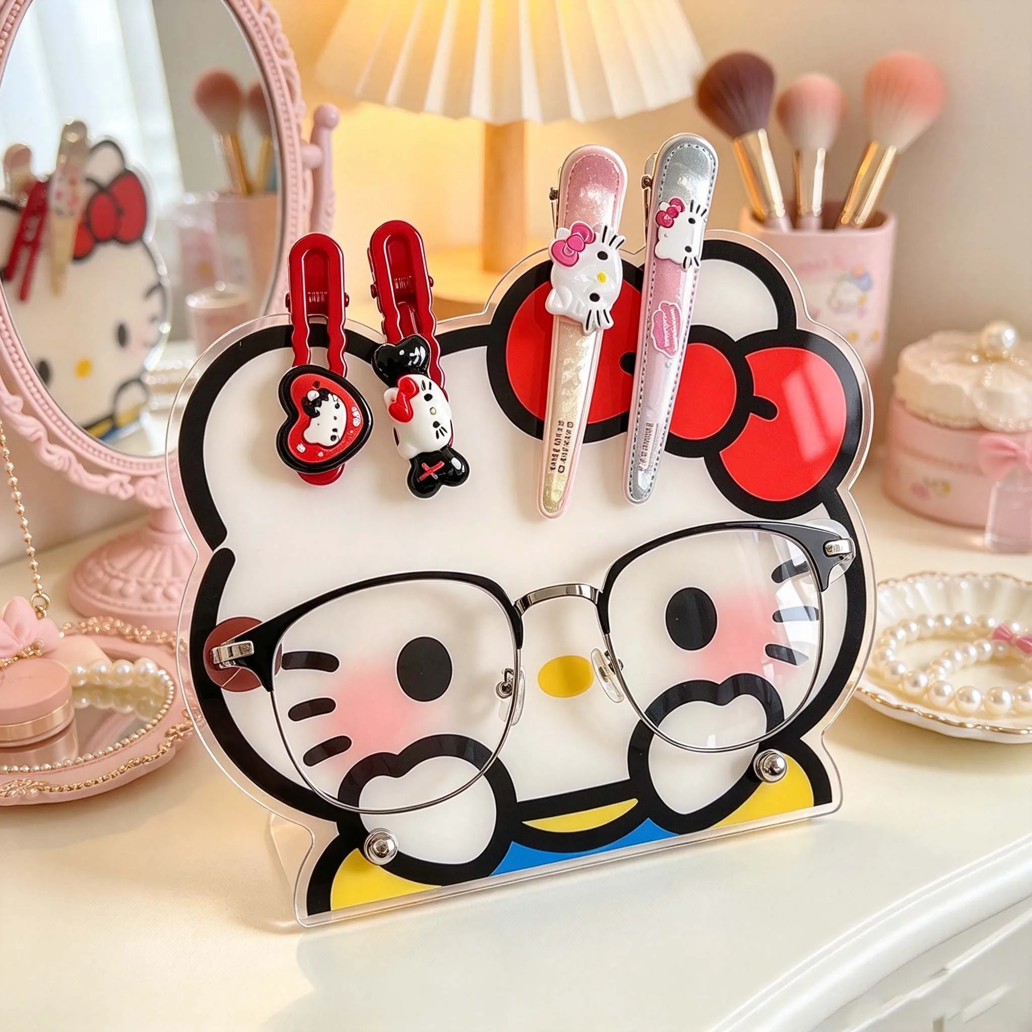 Acrylic Glasses Frame Cartoon Hair Clip Storage Stand Cute Multi Functional Desktop Glasses Display Stand