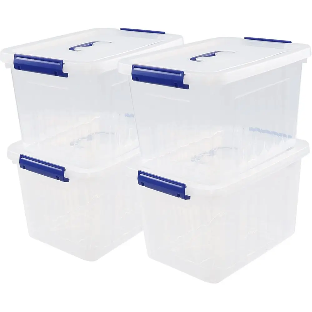 

Set of 4 Clear 10L Plastic Storage Boxes with Lids