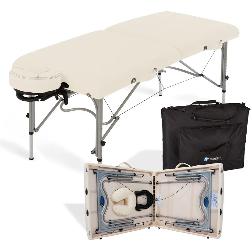 Portable Massage Table LUNA - Ultra-Lightweight, Patented Aluminum Reiki Frame Incl. Flex-Rest Face Cradle & Carry Case (29lb)