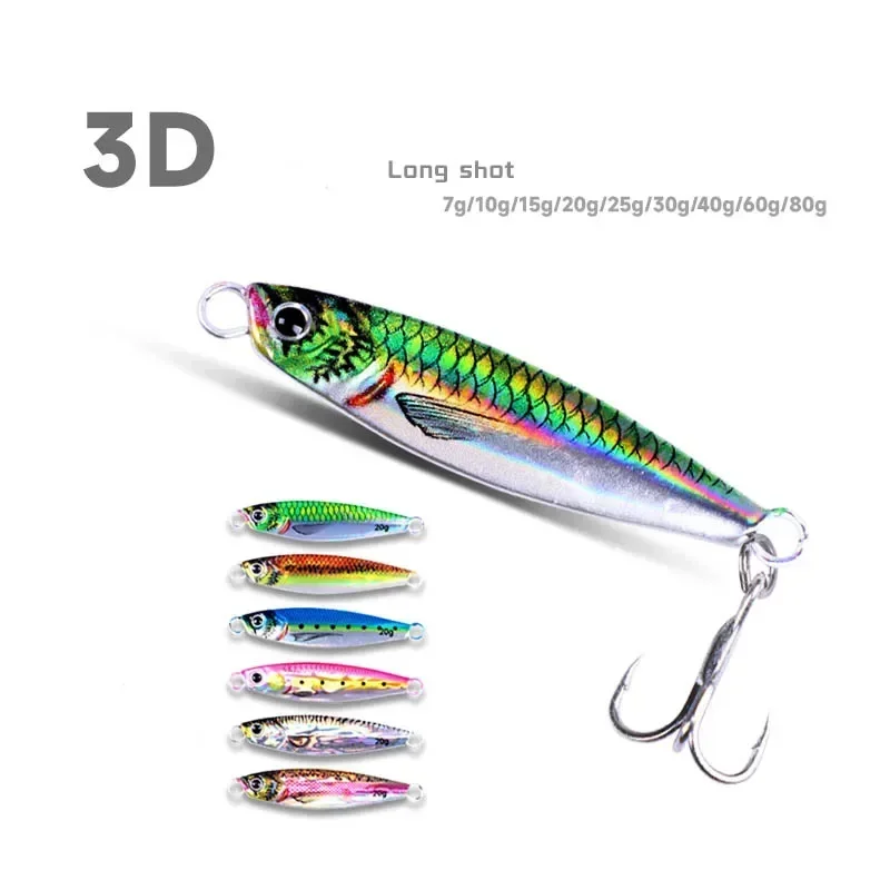 1Pcs 7g-20g 3D Printing Cast Jig Slow Metal Jig Trout Tuna Bass Shore Casting Bionic Bait Sea Fishing Jigging Lure